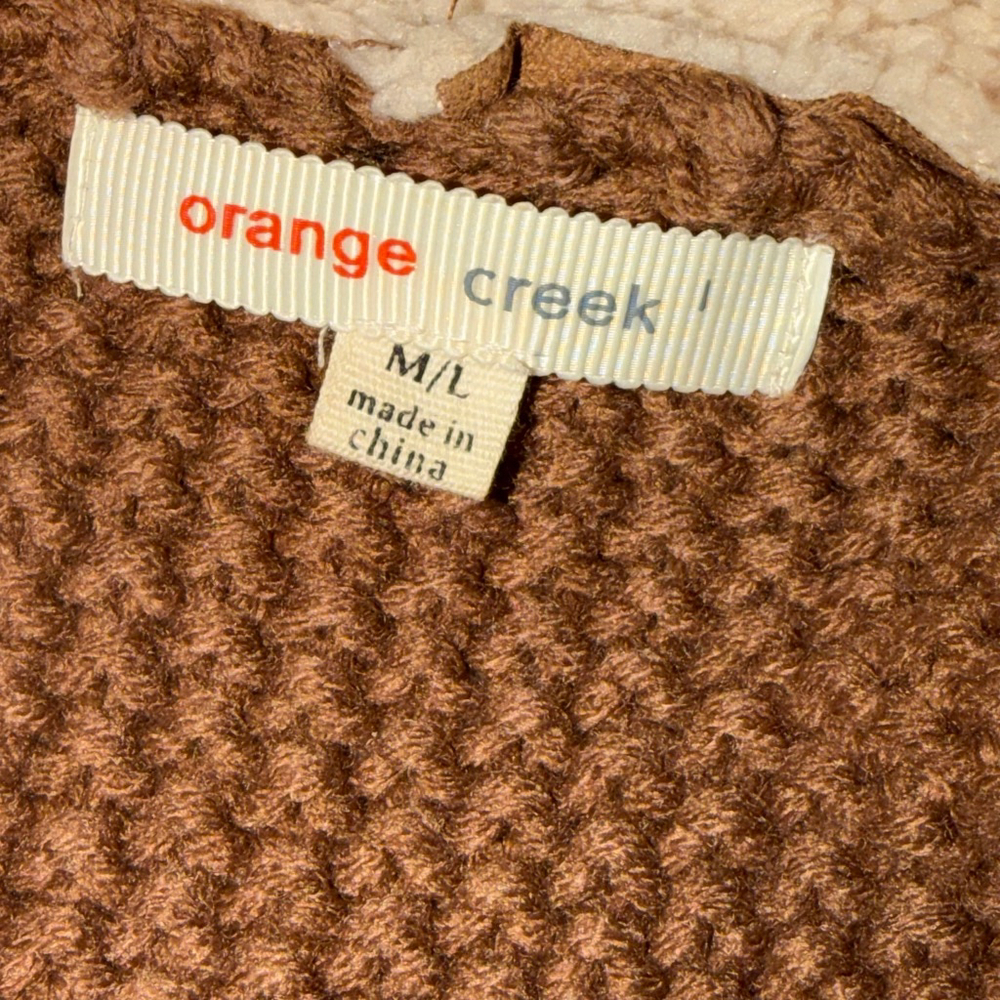 Orange Creek Sherpa Cardigan Coat M/L Brown Faux Suede Knit Boho Western Jacket - Picture 3 of 7